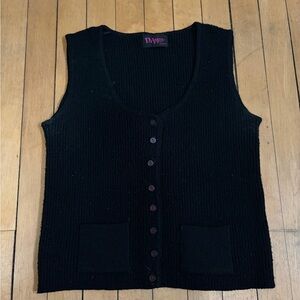 Black Knit Sweater Vest Vintage